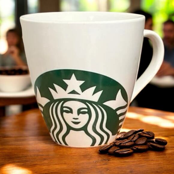 Rare Giant Starbucks 45 Oz. Ceramic Coffee Mug Cup Siren Mermaid Large Logo 6x6” - Picture 2 of 8